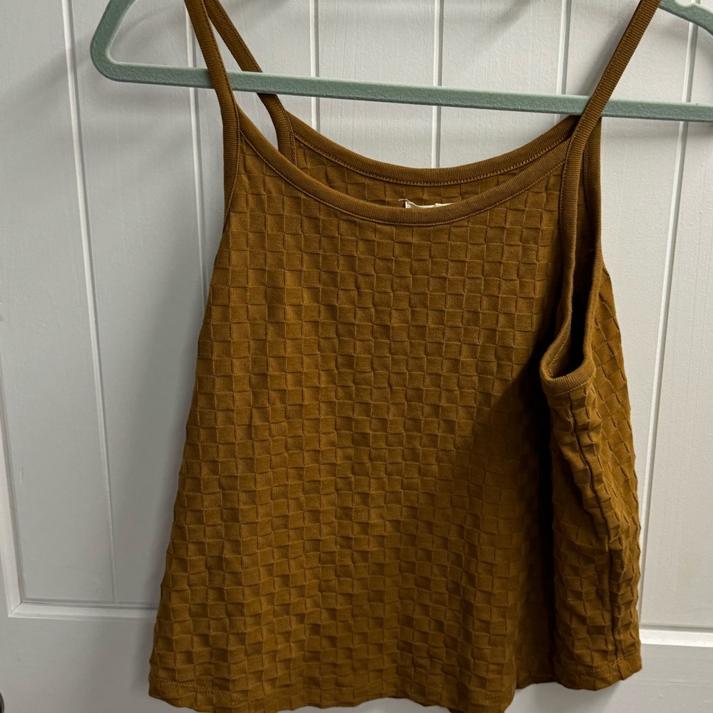 Madewell High Neck tank top with a cool criss cross pattern